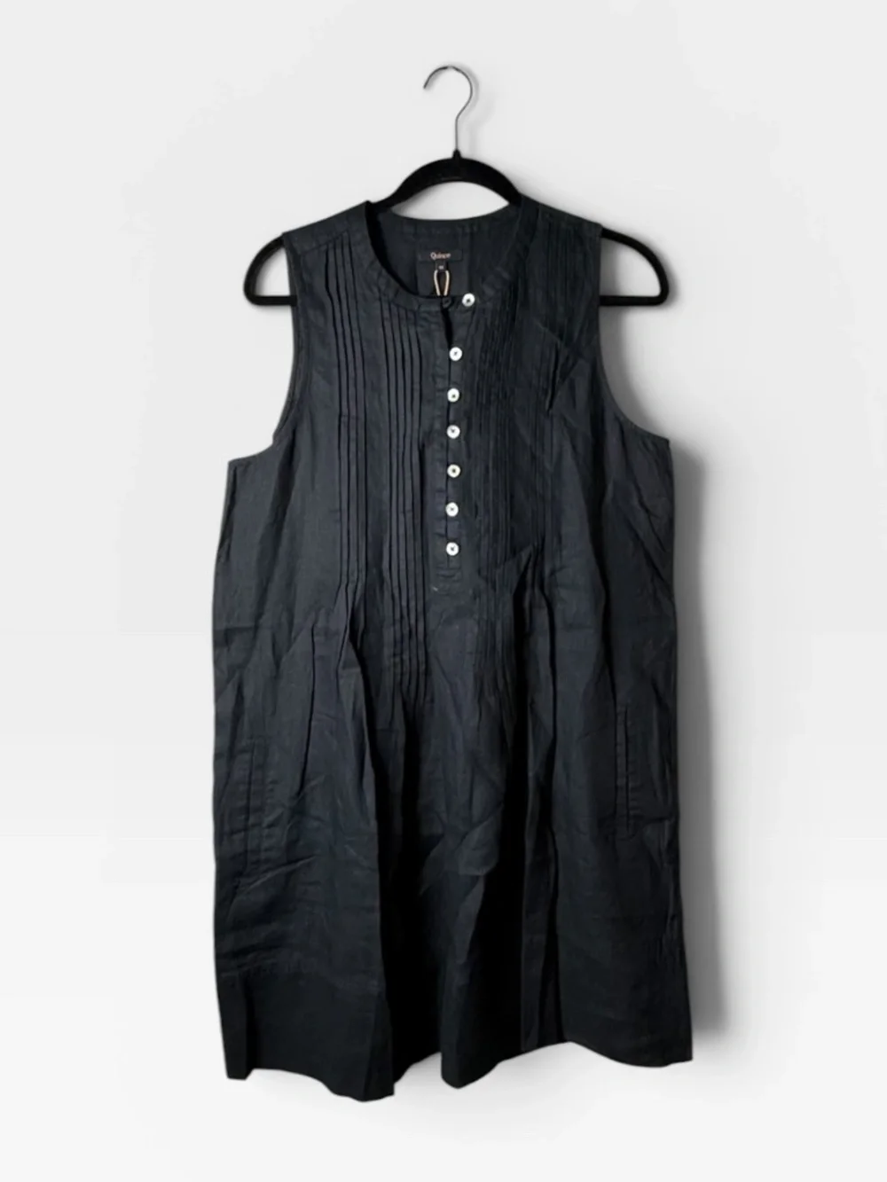 Quince 100% European Linen Sleeveless Swing Dress in black Size Medium NWT (I) - Picture 5 of 10